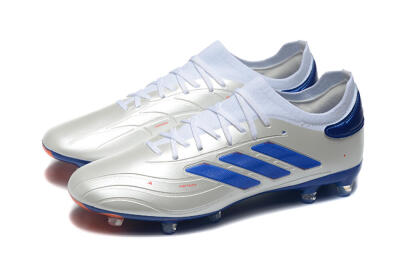 Men's Adidas Copa Pure 2 FG Firm Ground Low-Tops Football Boots - Silver/Blue/Red