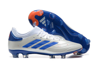 Men's Adidas Copa Pure 2 FG Firm Ground Low-Tops Football Boots - Silver/Blue/Red