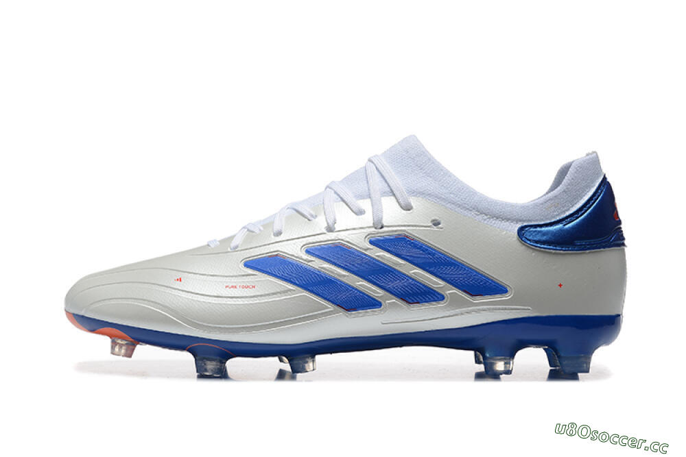 Men's Adidas Copa Pure 2 FG Firm Ground Low-Tops Football Boots - Silver/Blue/Red 0