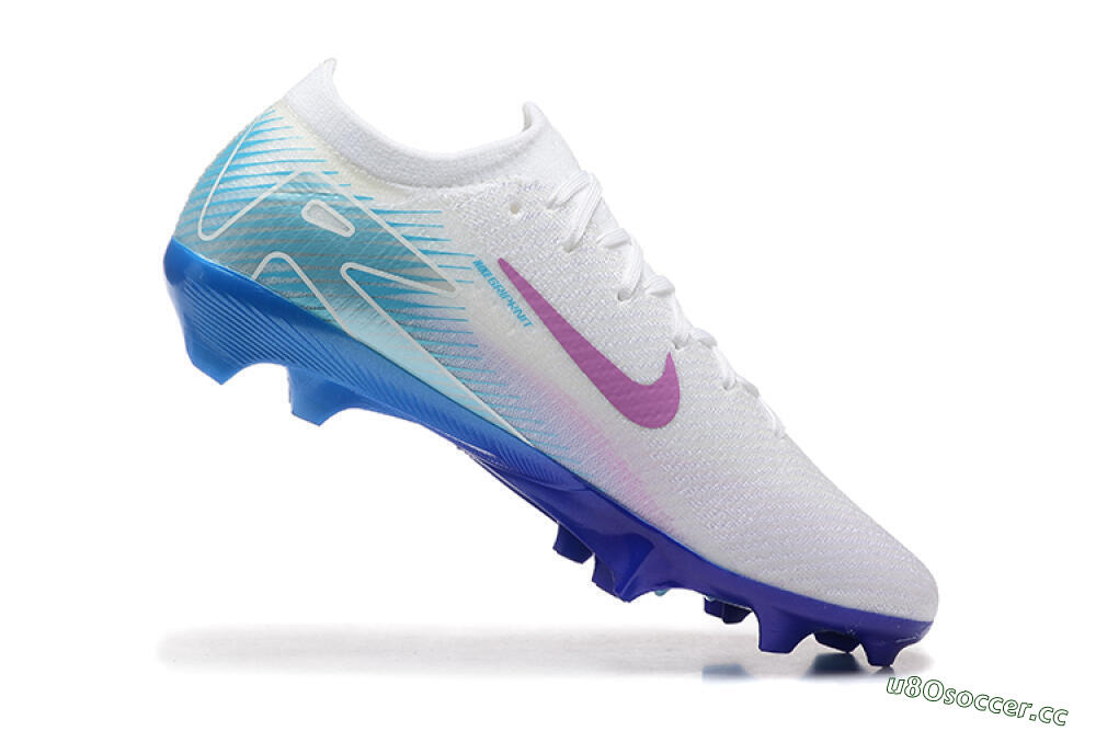 Men's Nike Air Zoom Mercurial Vapor 16 Elite FG Firm Ground Low-Tops Football Boots - White/Purple/Blue 7
