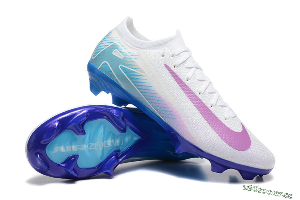 Men's Nike Air Zoom Mercurial Vapor 16 Elite FG Firm Ground Low-Tops Football Boots - White/Purple/Blue 4