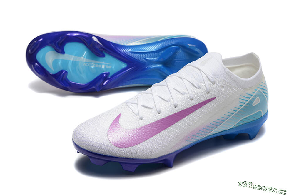Men's Nike Air Zoom Mercurial Vapor 16 Elite FG Firm Ground Low-Tops Football Boots - White/Purple/Blue 3