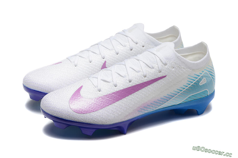 Men's Nike Air Zoom Mercurial Vapor 16 Elite FG Firm Ground Low-Tops Football Boots - White/Purple/Blue 5