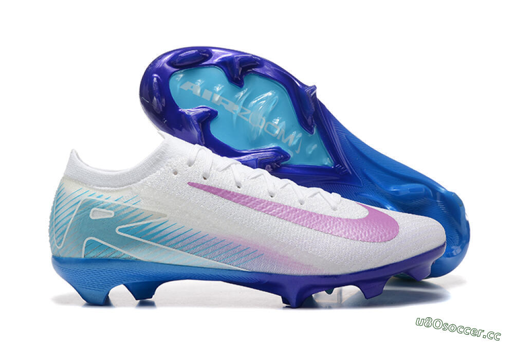 Men's Nike Air Zoom Mercurial Vapor 16 Elite FG Firm Ground Low-Tops Football Boots - White/Purple/Blue 2