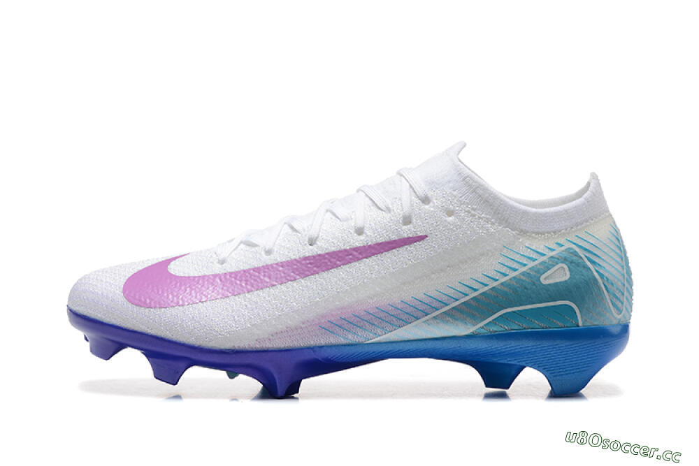 Men's Nike Air Zoom Mercurial Vapor 16 Elite FG Firm Ground Low-Tops Football Boots - White/Purple/Blue 0