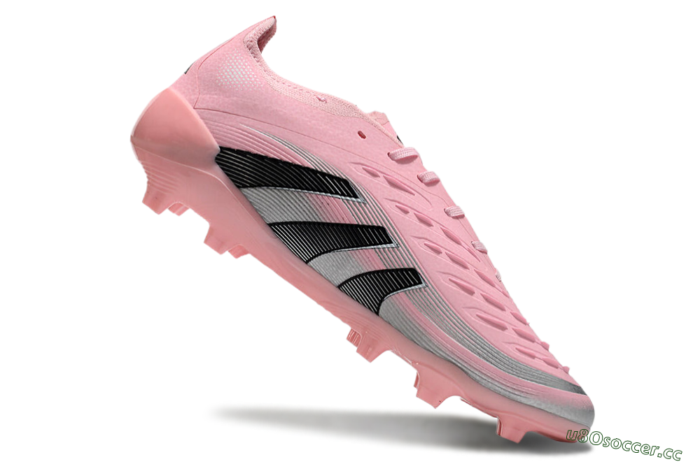 Unisex Adidas Predator Elite 25 FG Firm Ground Low-Tops Football Boots - Pink/Black/Silver 4