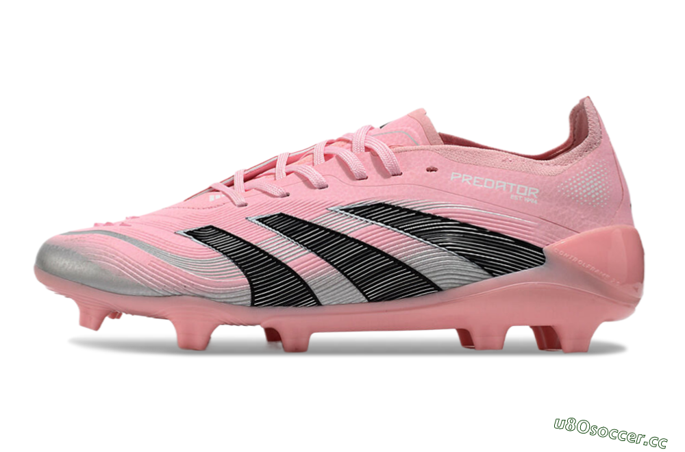 Unisex Adidas Predator Elite 25 FG Firm Ground Low-Tops Football Boots - Pink/Black/Silver 0