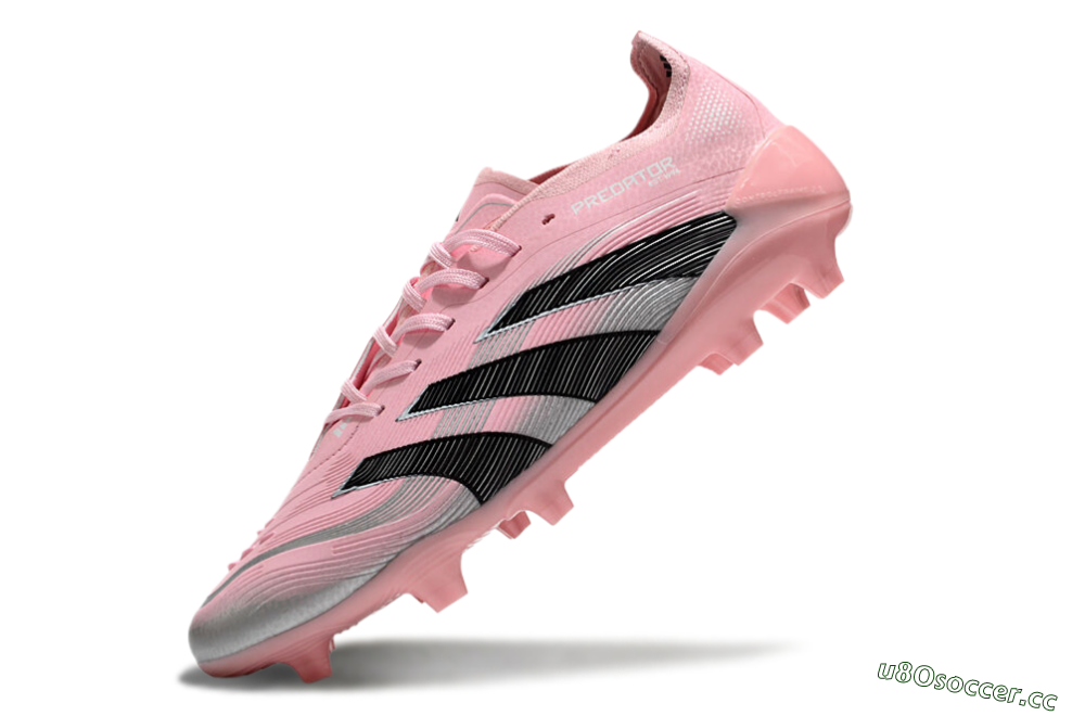 Unisex Adidas Predator Elite 25 FG Firm Ground Low-Tops Football Boots - Pink/Black/Silver 5