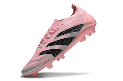 Unisex Adidas Predator Elite 25 FG Firm Ground Low-Tops Football Boots - Pink/Black/Silver
