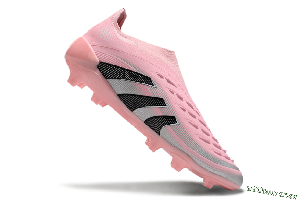 Unisex Adidas Predator Elite 25 Laceless FG Firm Ground Low-Tops Football Boots - Pink/Black/Silver 4