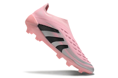 Unisex Adidas Predator Elite 25 Laceless FG Firm Ground Low-Tops Football Boots - Pink/Black/Silver
