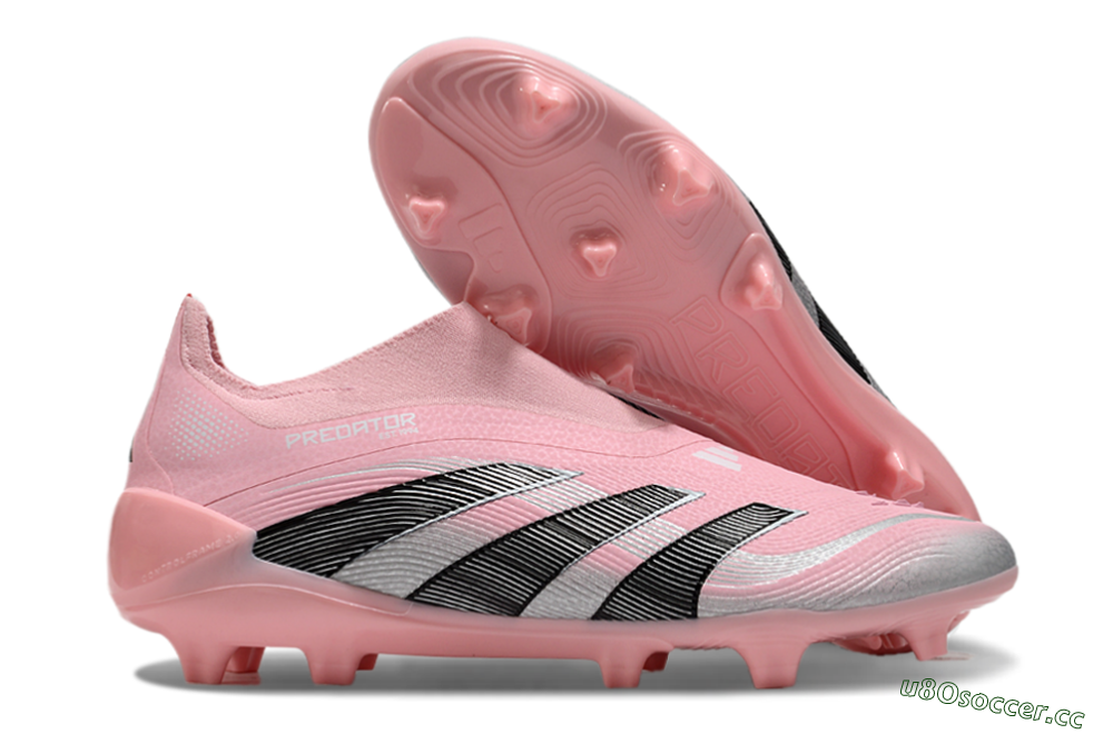 Unisex Adidas Predator Elite 25 Laceless FG Firm Ground Low-Tops Football Boots - Pink/Black/Silver 2