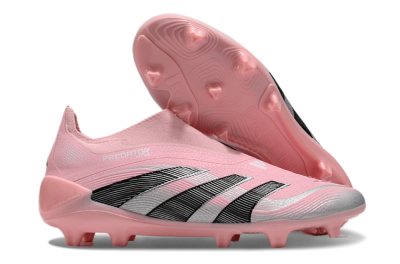 Unisex Adidas Predator Elite 25 Laceless FG Firm Ground Low-Tops Football Boots - Pink/Black/Silver