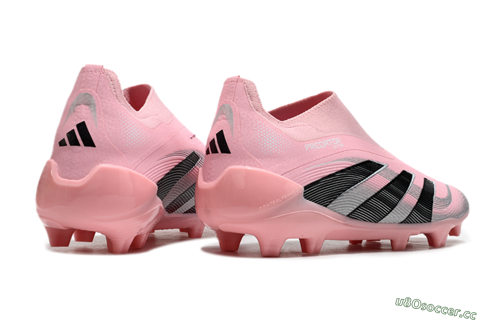 Unisex Adidas Predator Elite 25 Laceless FG Firm Ground Low-Tops Football Boots - Pink/Black/Silver 6