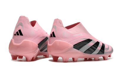 Unisex Adidas Predator Elite 25 Laceless FG Firm Ground Low-Tops Football Boots - Pink/Black/Silver