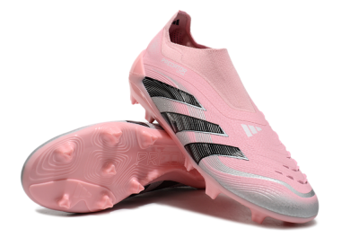 Unisex Adidas Predator Elite 25 Laceless FG Firm Ground Low-Tops Football Boots - Pink/Black/Silver