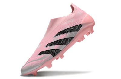 Unisex Adidas Predator Elite 25 Laceless FG Firm Ground Low-Tops Football Boots - Pink/Black/Silver