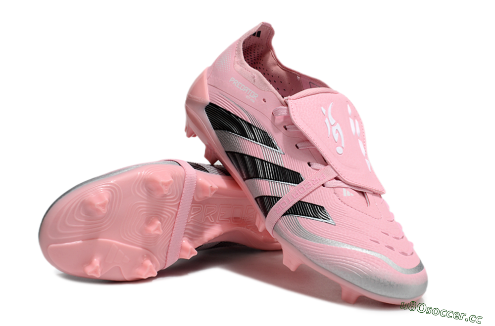 Unisex Adidas Predator Elite Foldover Tongue FG Firm Ground Low-Tops Football Boots - Pink/Black/Silver 3