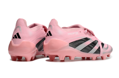 Unisex Adidas Predator Elite Foldover Tongue FG Firm Ground Low-Tops Football Boots - Pink/Black/Silver