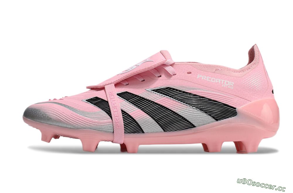 Unisex Adidas Predator Elite Foldover Tongue FG Firm Ground Low-Tops Football Boots - Pink/Black/Silver 0