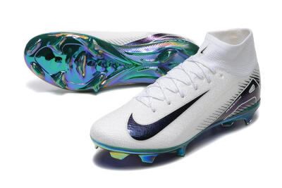 Unisex Nike Air Zoom Mercurial Superfly 10 Elite FG Firm Ground High-Tops Football Boots - White/Blue/Gold