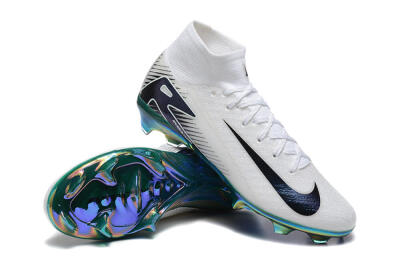 Unisex Nike Air Zoom Mercurial Superfly 10 Elite FG Firm Ground High-Tops Football Boots - White/Blue/Gold