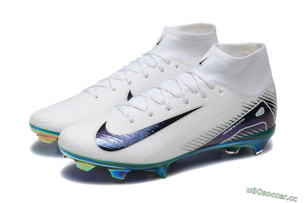 Unisex Nike Air Zoom Mercurial Superfly 10 Elite FG Firm Ground High-Tops Football Boots - White/Blue/Gold 5