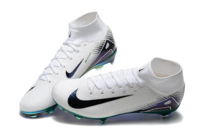Unisex Nike Air Zoom Mercurial Superfly 10 Elite FG Firm Ground High-Tops Football Boots - White/Blue/Gold