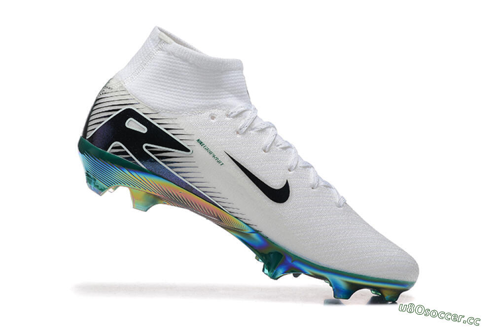Unisex Nike Air Zoom Mercurial Superfly 10 Elite FG Firm Ground High-Tops Football Boots - White/Blue/Gold 7