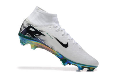 Unisex Nike Air Zoom Mercurial Superfly 10 Elite FG Firm Ground High-Tops Football Boots - White/Blue/Gold