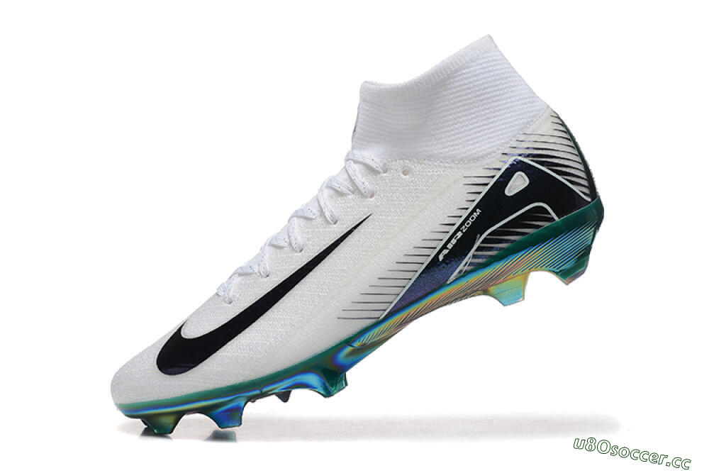 Unisex Nike Air Zoom Mercurial Superfly 10 Elite FG Firm Ground High-Tops Football Boots - White/Blue/Gold 8