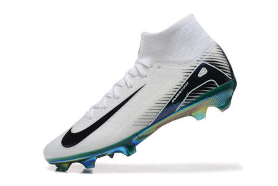 Unisex Nike Air Zoom Mercurial Superfly 10 Elite FG Firm Ground High-Tops Football Boots - White/Blue/Gold