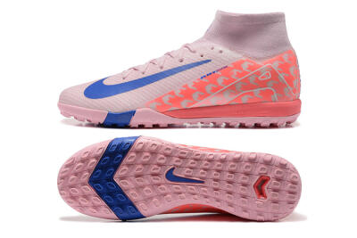 Unisex Nike Air Zoom Mercurial Superfly 10 Elite TF Artificial Turf High-Tops Football Shoes - Pink/Blue/White