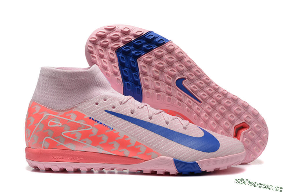Unisex Nike Air Zoom Mercurial Superfly 10 Elite TF Artificial Turf High-Tops Football Shoes - Pink/Blue/White 2