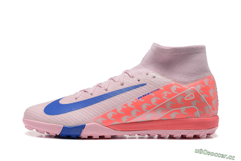 Unisex Nike Air Zoom Mercurial Superfly 10 Elite TF Artificial Turf High-Tops Football Shoes - Pink/Blue/White 0