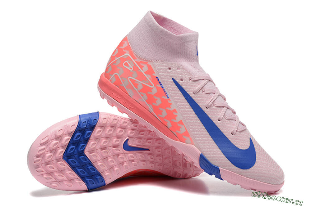 Unisex Nike Air Zoom Mercurial Superfly 10 Elite TF Artificial Turf High-Tops Football Shoes - Pink/Blue/White 4