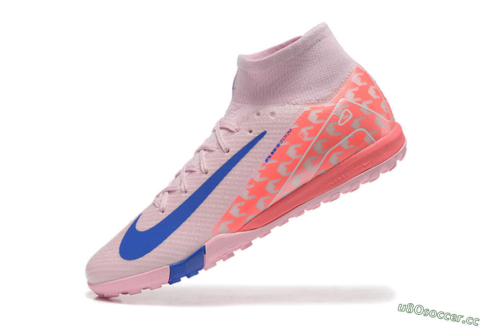 Unisex Nike Air Zoom Mercurial Superfly 10 Elite TF Artificial Turf High-Tops Football Shoes - Pink/Blue/White 8
