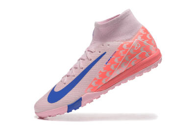 Unisex Nike Air Zoom Mercurial Superfly 10 Elite TF Artificial Turf High-Tops Football Shoes - Pink/Blue/White