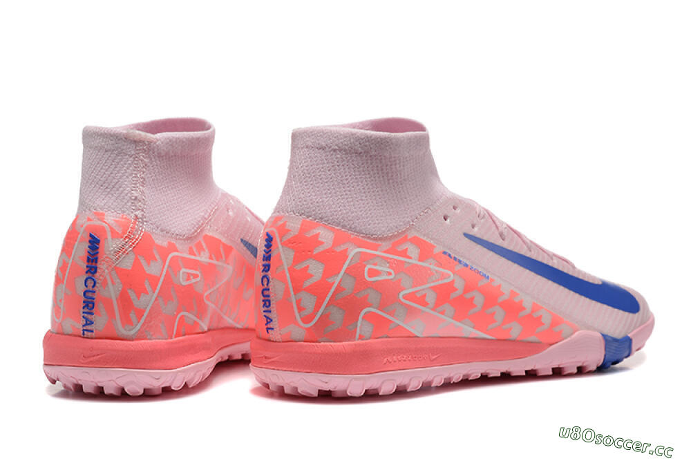 Unisex Nike Air Zoom Mercurial Superfly 10 Elite TF Artificial Turf High-Tops Football Shoes - Pink/Blue/White 9