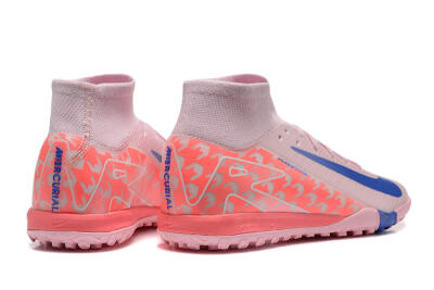 Unisex Nike Air Zoom Mercurial Superfly 10 Elite TF Artificial Turf High-Tops Football Shoes - Pink/Blue/White
