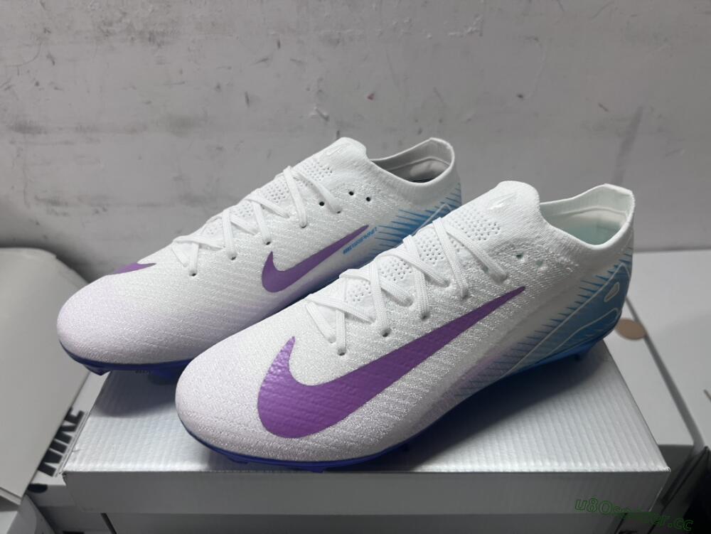Men's Nike Air Zoom Mercurial Vapor 16 Elite FG Firm Ground Low-Tops Football Boots - White/Purple/Blue