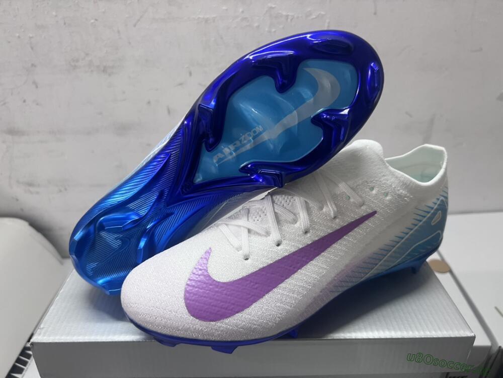 Men's Nike Air Zoom Mercurial Vapor 16 Elite FG Firm Ground Low-Tops Football Boots - White/Purple/Blue
