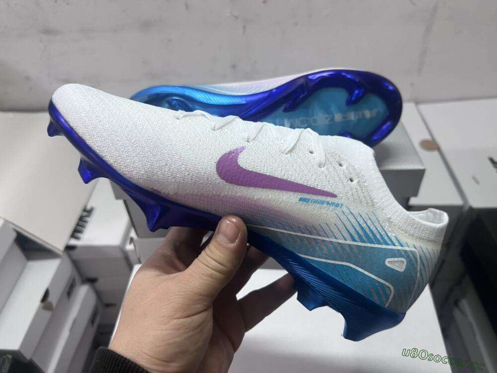 Men's Nike Air Zoom Mercurial Vapor 16 Elite FG Firm Ground Low-Tops Football Boots - White/Purple/Blue