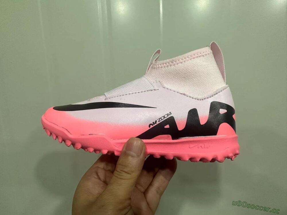 Kids Nike Air Zoom Mercurial Superfly 9 Elite TF Artificial Turf High-Tops Football Shoes - Pink/Black