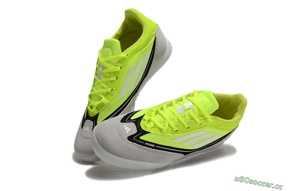 Men's Messi x Adidas F50 Elite IC Indoor & Futsal Low-Tops Football Shoes - Yellow/Grey/Black 3