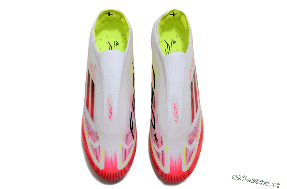 Unisex Adidas F50+ Elite Lightstrike Pro Laceless FG Firm Ground Low-Tops Football Boots - White/Red/Yellow 4