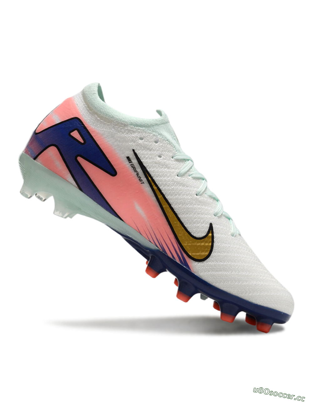 Men's Nike Air Zoom Mercurial Vapor 16 Elite AG Artificial Grass Low-Tops Football Boots - Jade/Gold/Blue 4