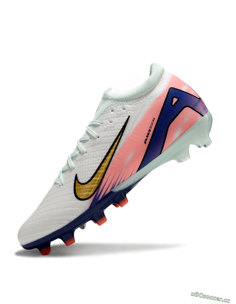 Men's Nike Air Zoom Mercurial Vapor 16 Elite AG Artificial Grass Low-Tops Football Boots - Jade/Gold/Blue 5