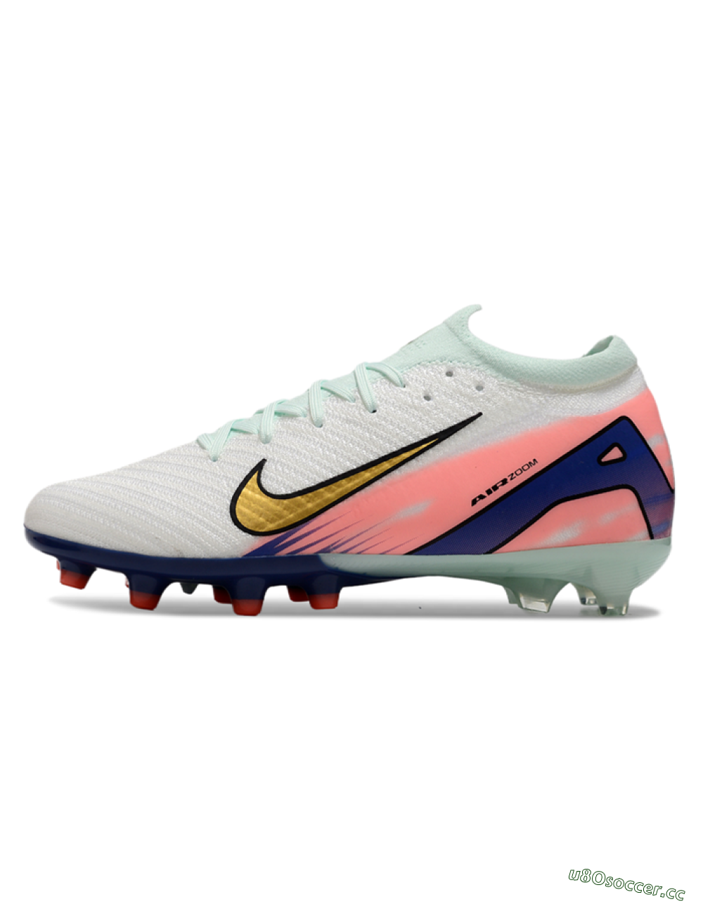 Men's Nike Air Zoom Mercurial Vapor 16 Elite AG Artificial Grass Low-Tops Football Boots - Jade/Gold/Blue 0
