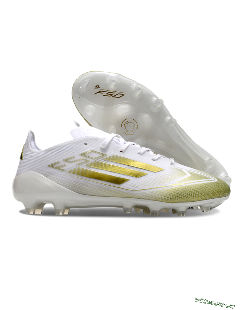 Men's Adidas F50 Elite AG Artificial Grass Low-Tops Football Boots - White/Gold 2